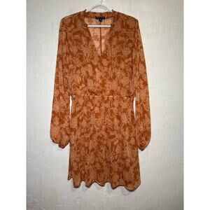 Max & Ash orange floral sheer lined smocked dress womens XL‎ cottagecore prairie